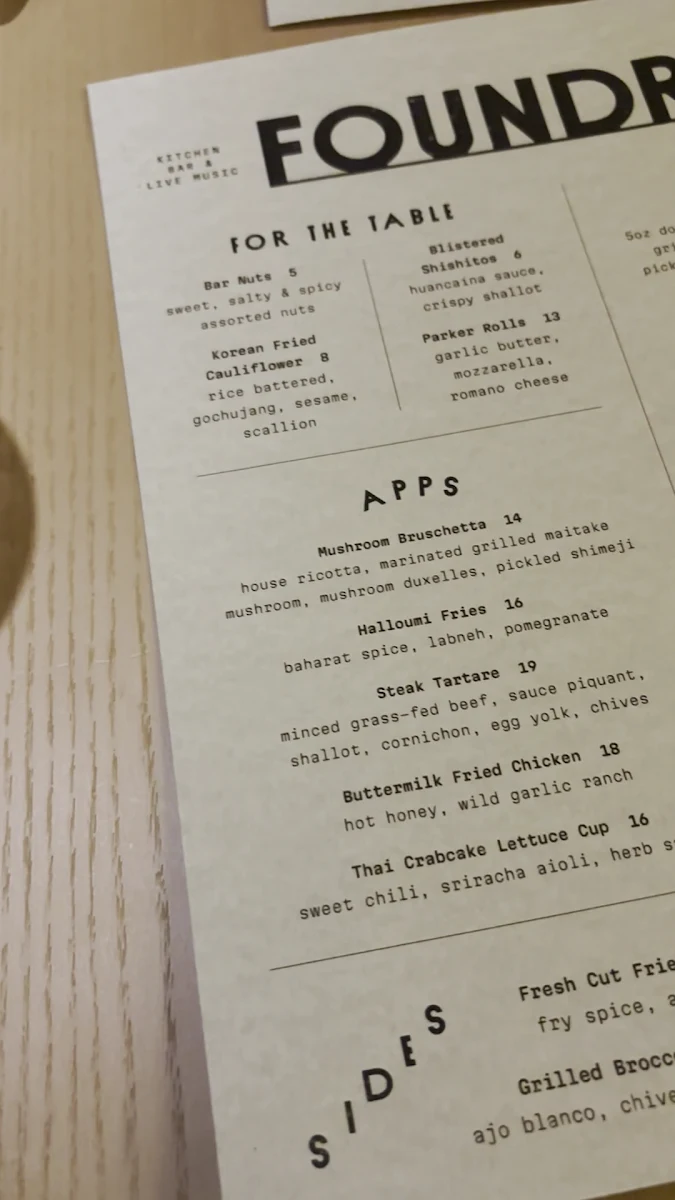 Menu, Foundry