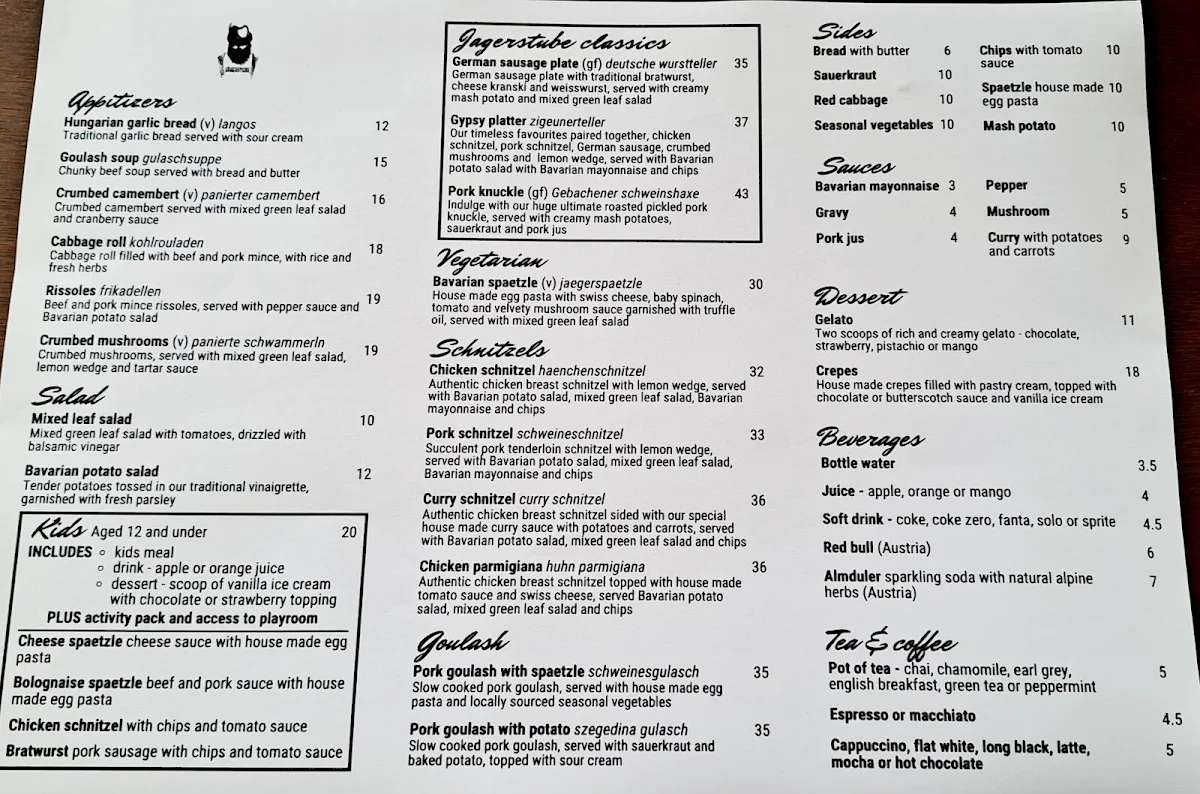 Menu, Jagerstube
