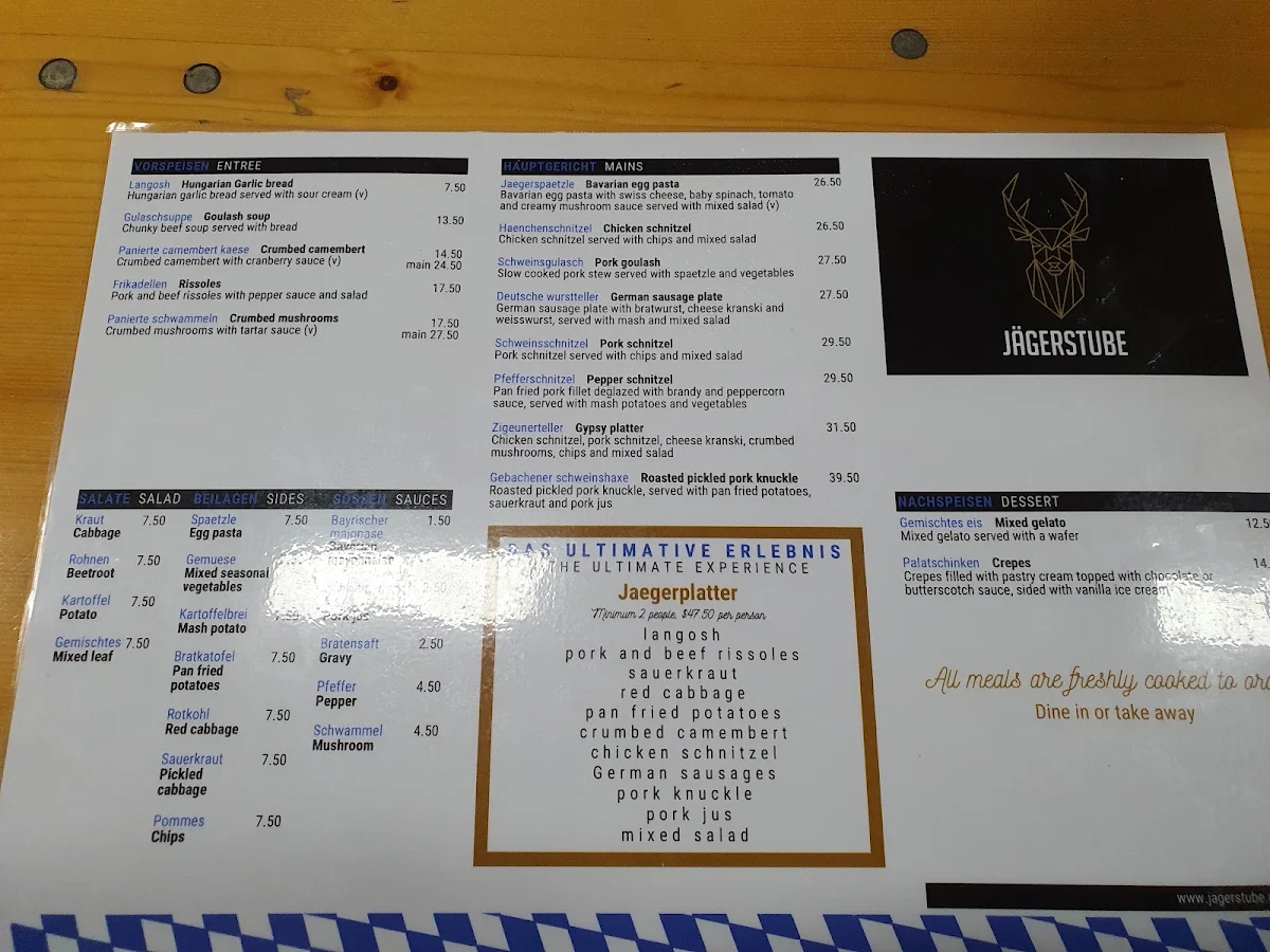 Menu, Jagerstube