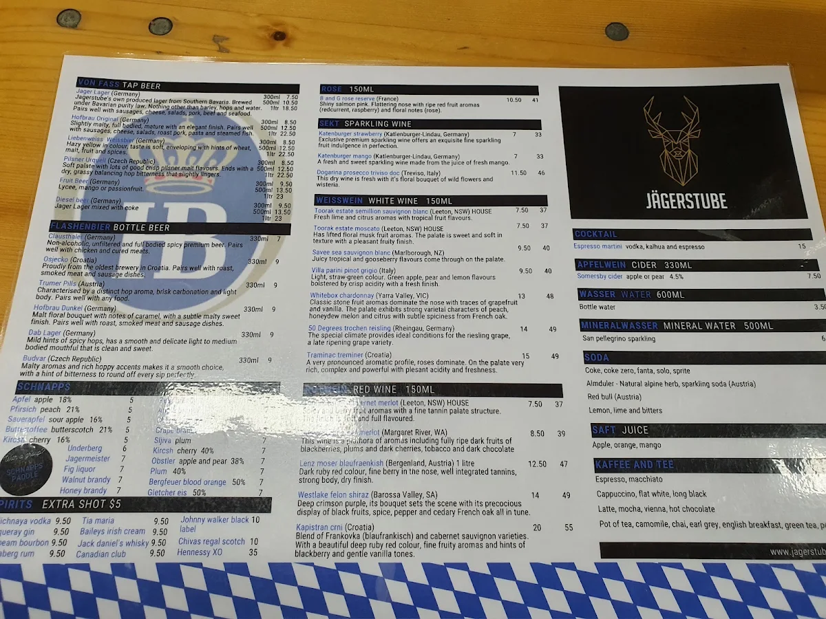 Menu, Jagerstube