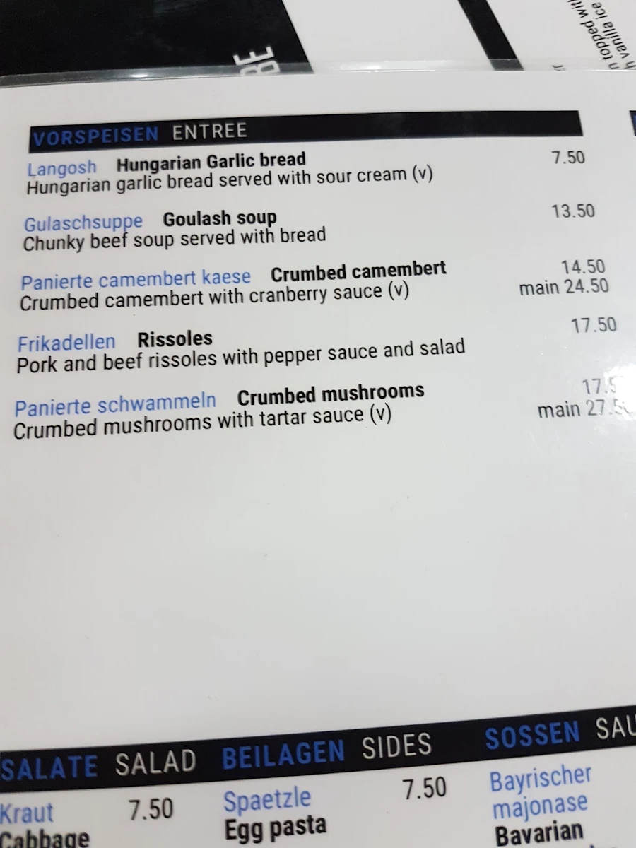 Menu, Jagerstube