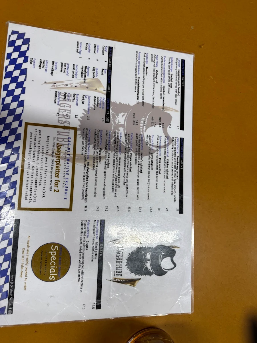 Menu, Jagerstube