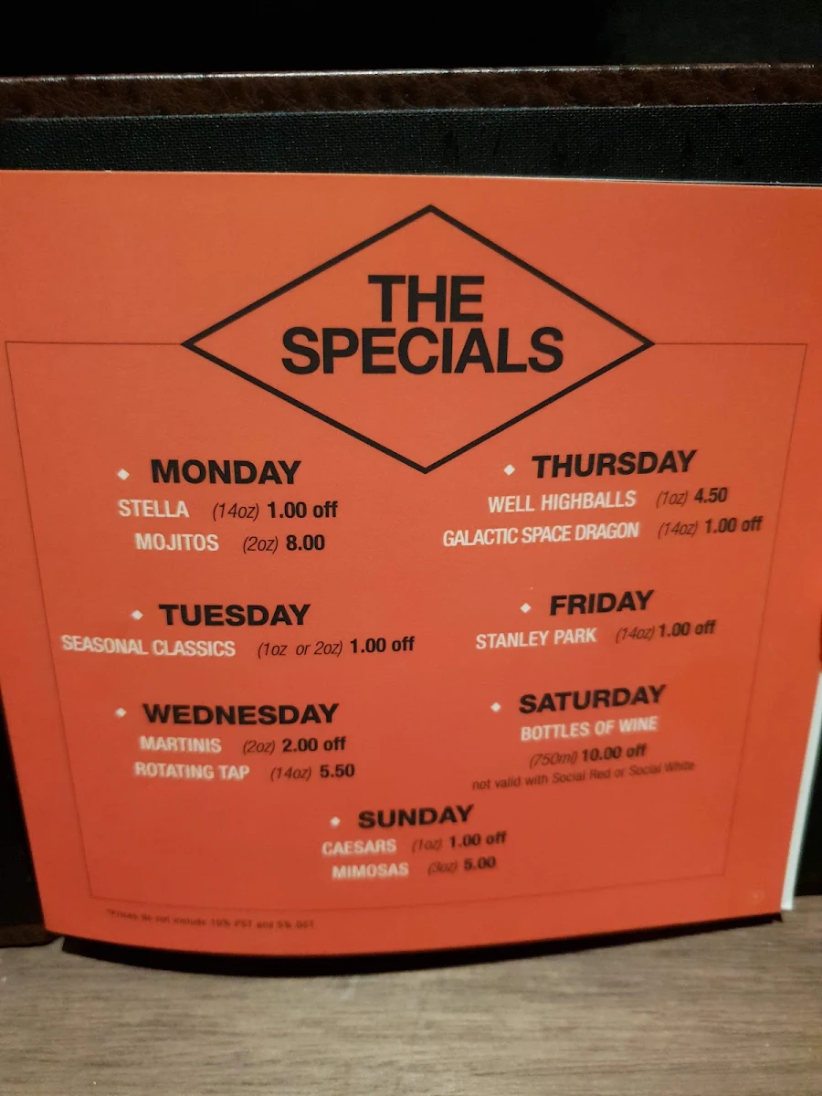 Menu, Browns Socialhouse Grandview Corners