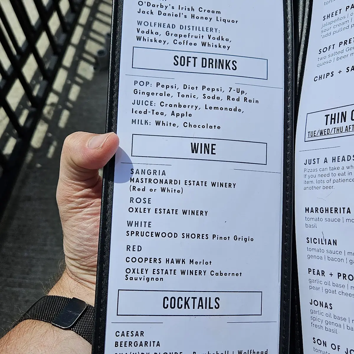 Menu, Frank Brewing Co.
