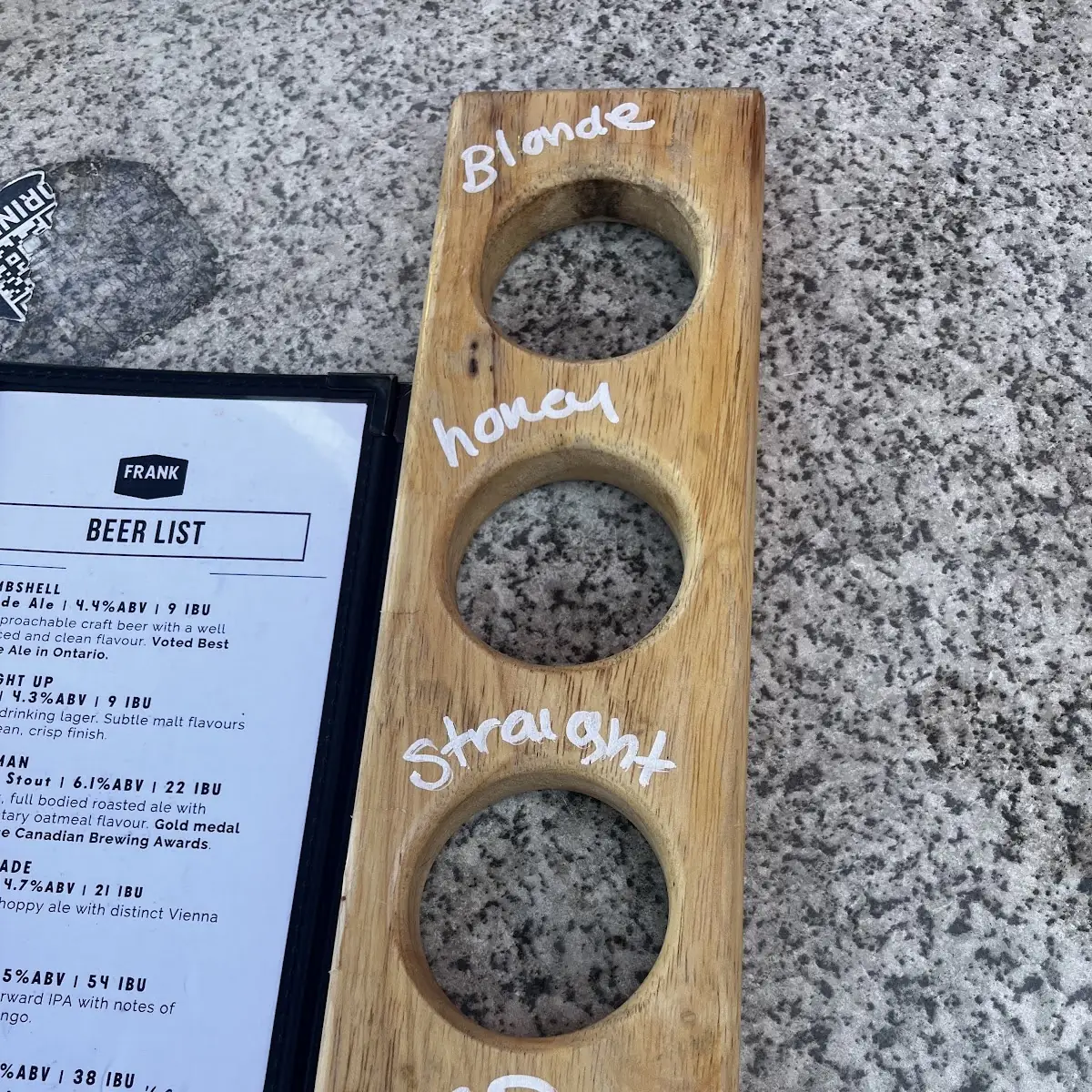 Menu, Frank Brewing Co.