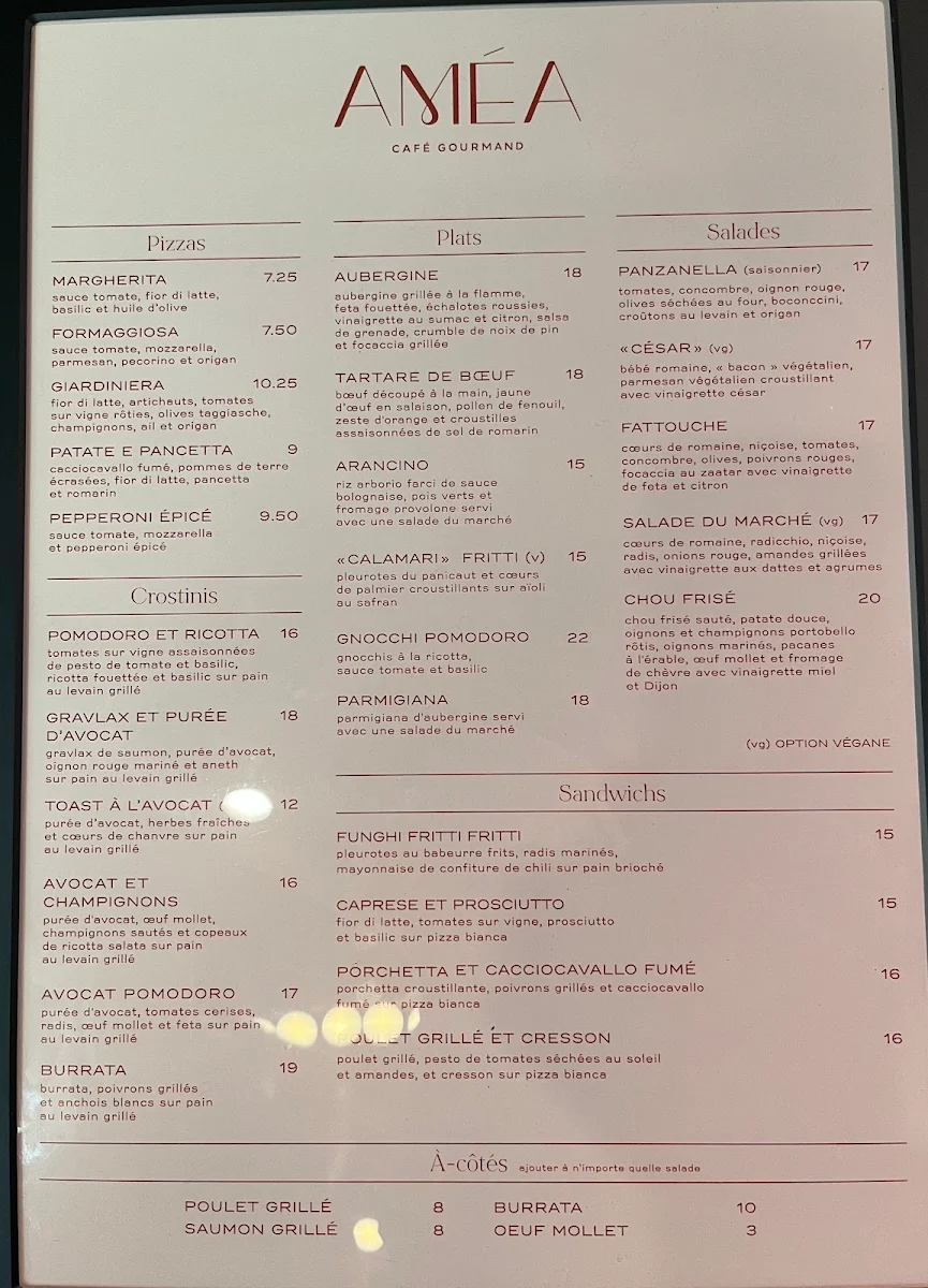 Menu, Amea Café