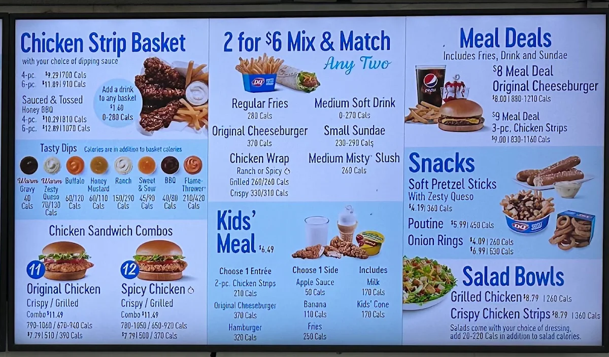 Menu, Dairy Queen Grill & Chill