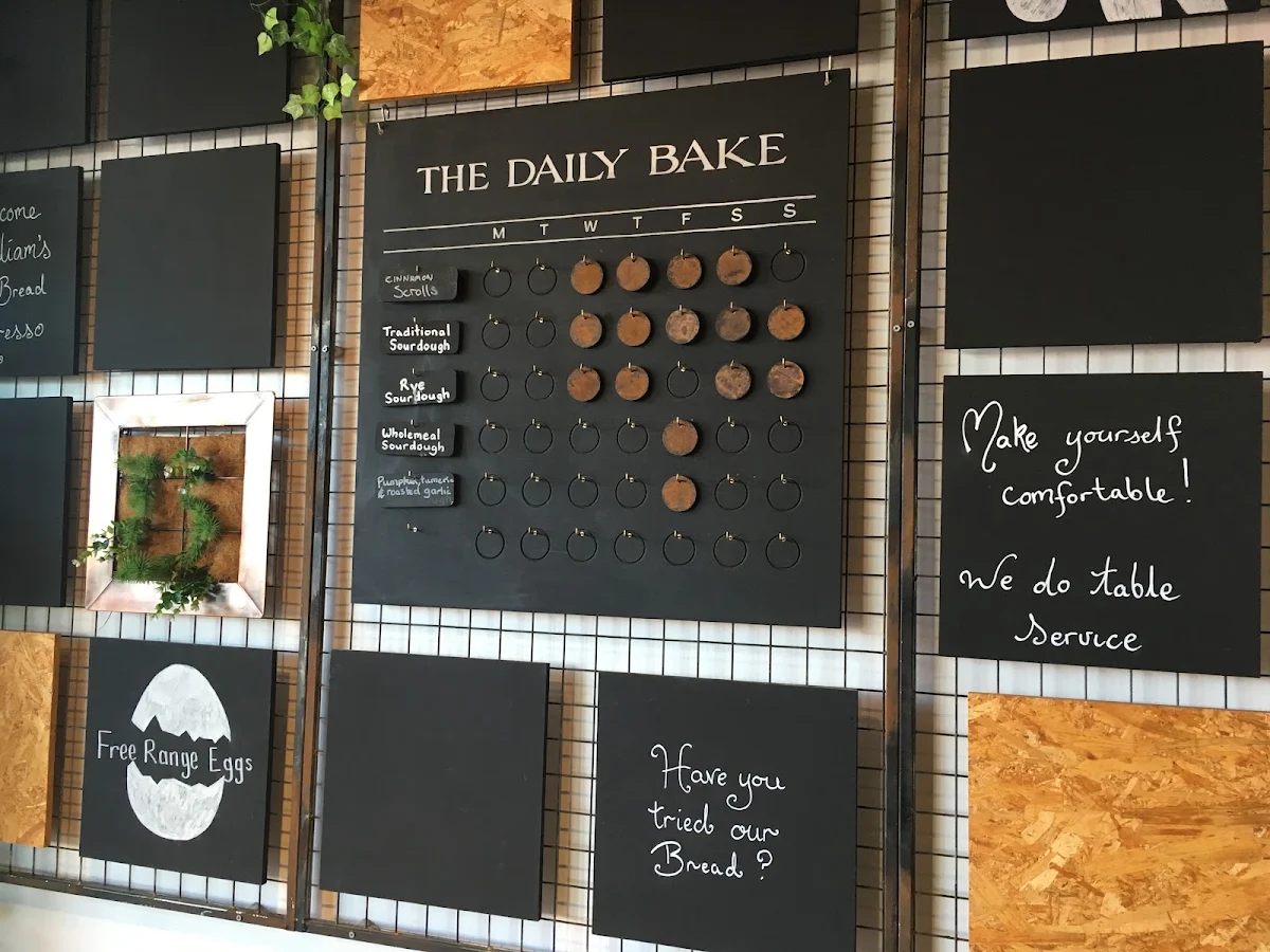 Menu, Williams Cafe