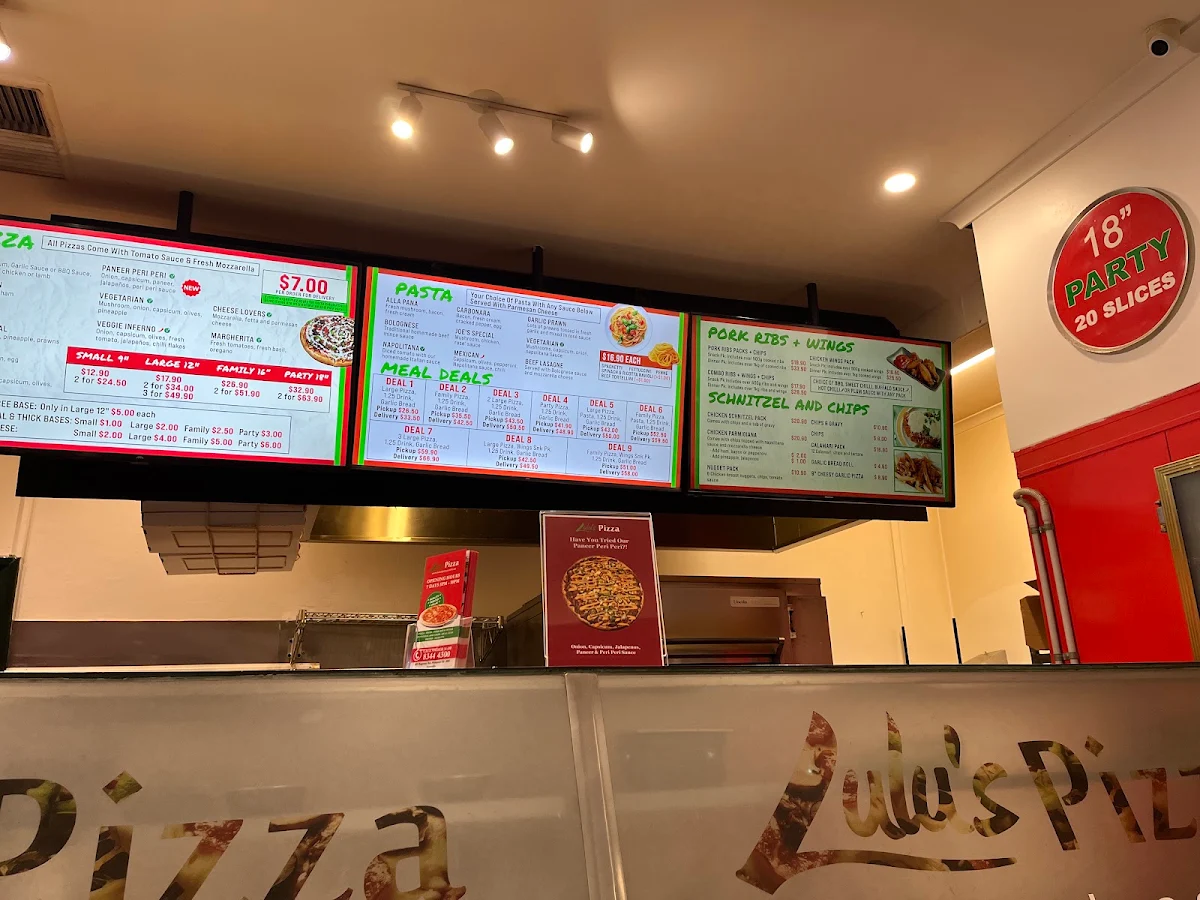 Menu, Lulu's Pizza