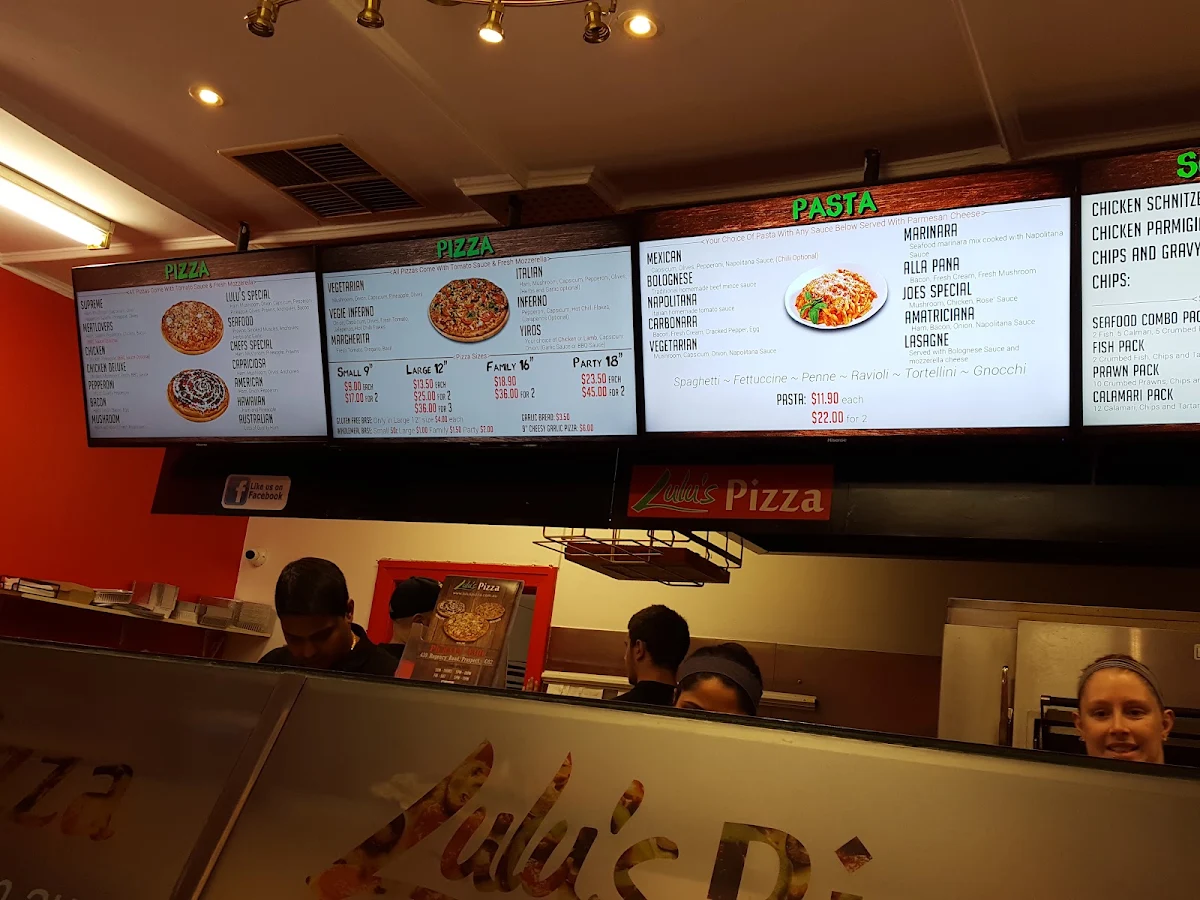 Menu, Lulu's Pizza