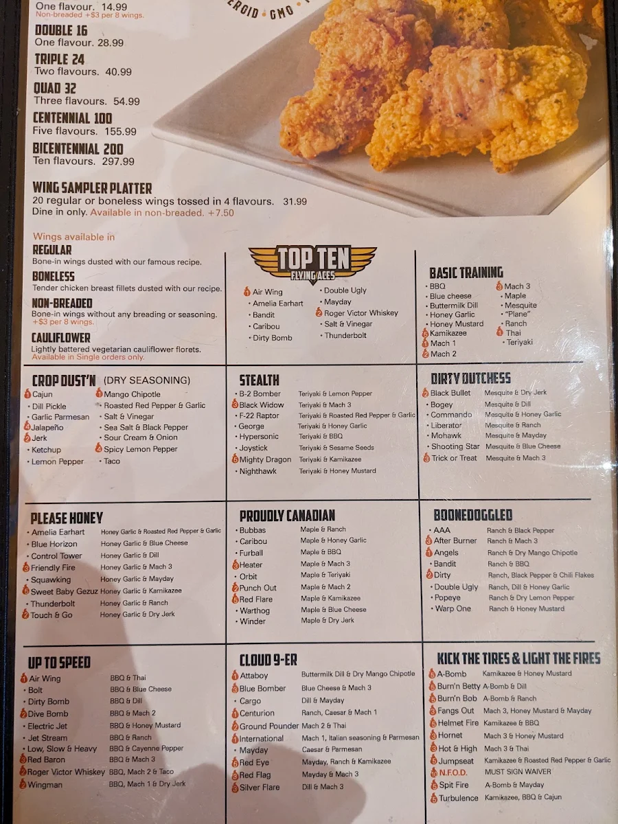 Menu, Wing’n it
