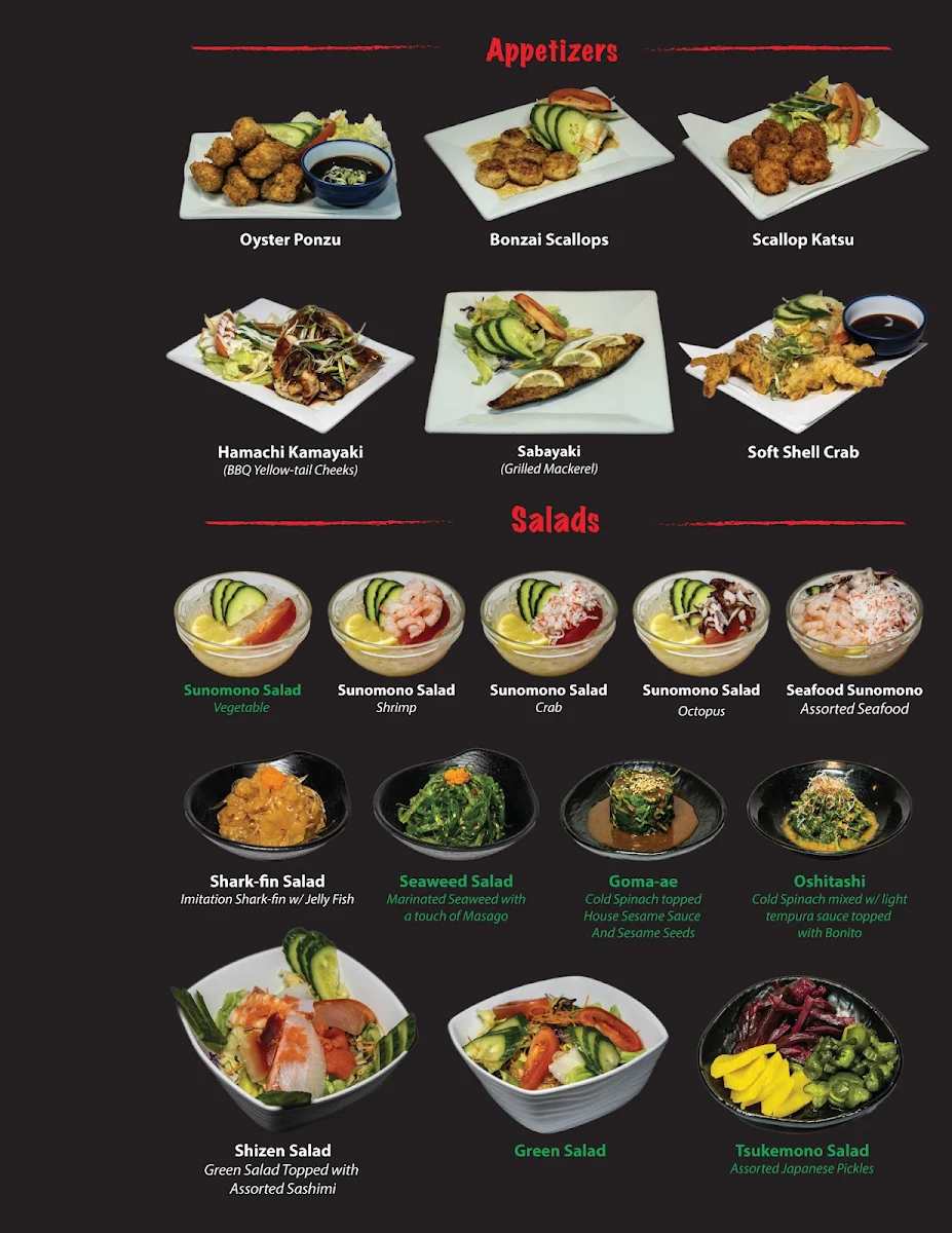 Menu, Shizen Japanese Restaurant