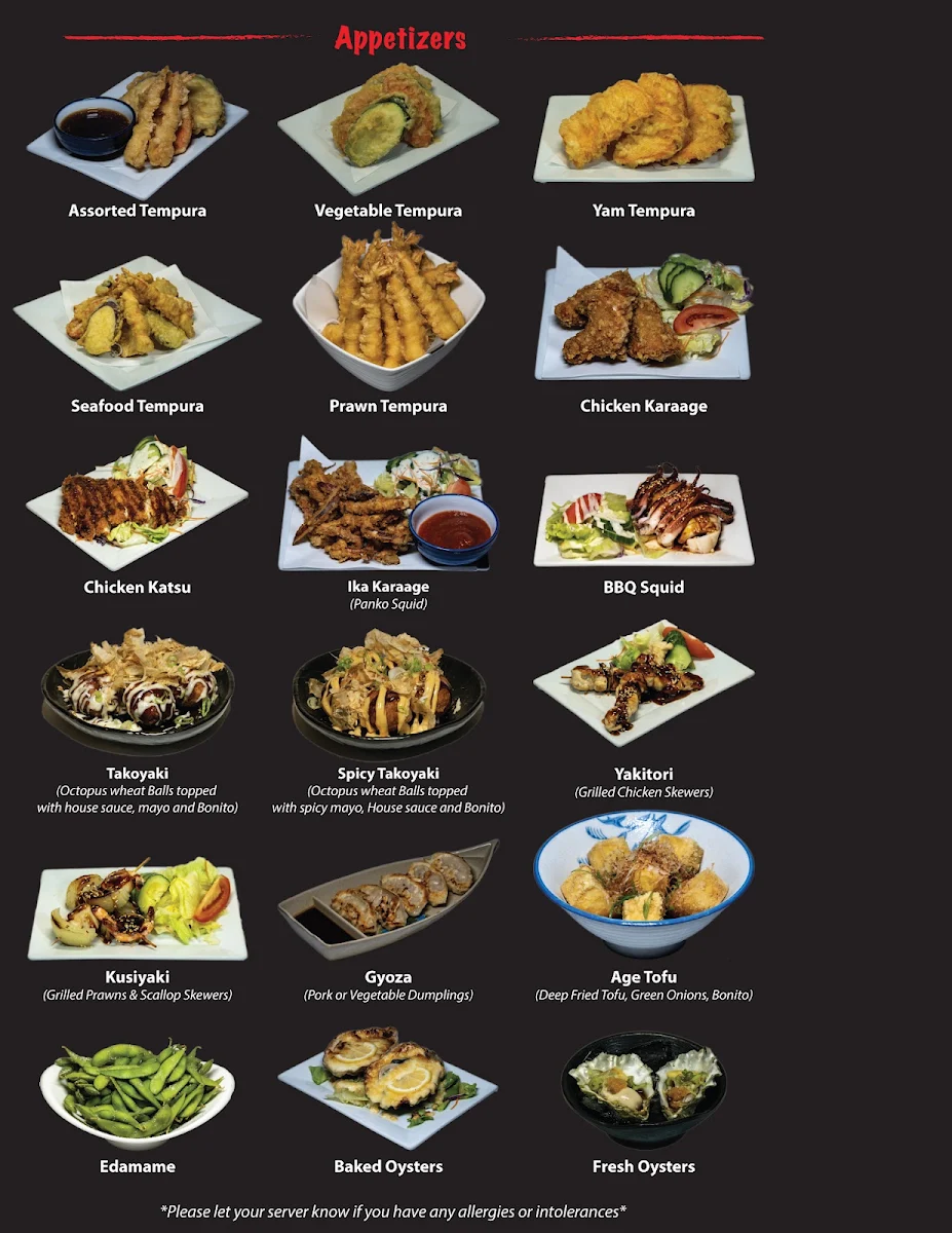 Menu, Shizen Japanese Restaurant