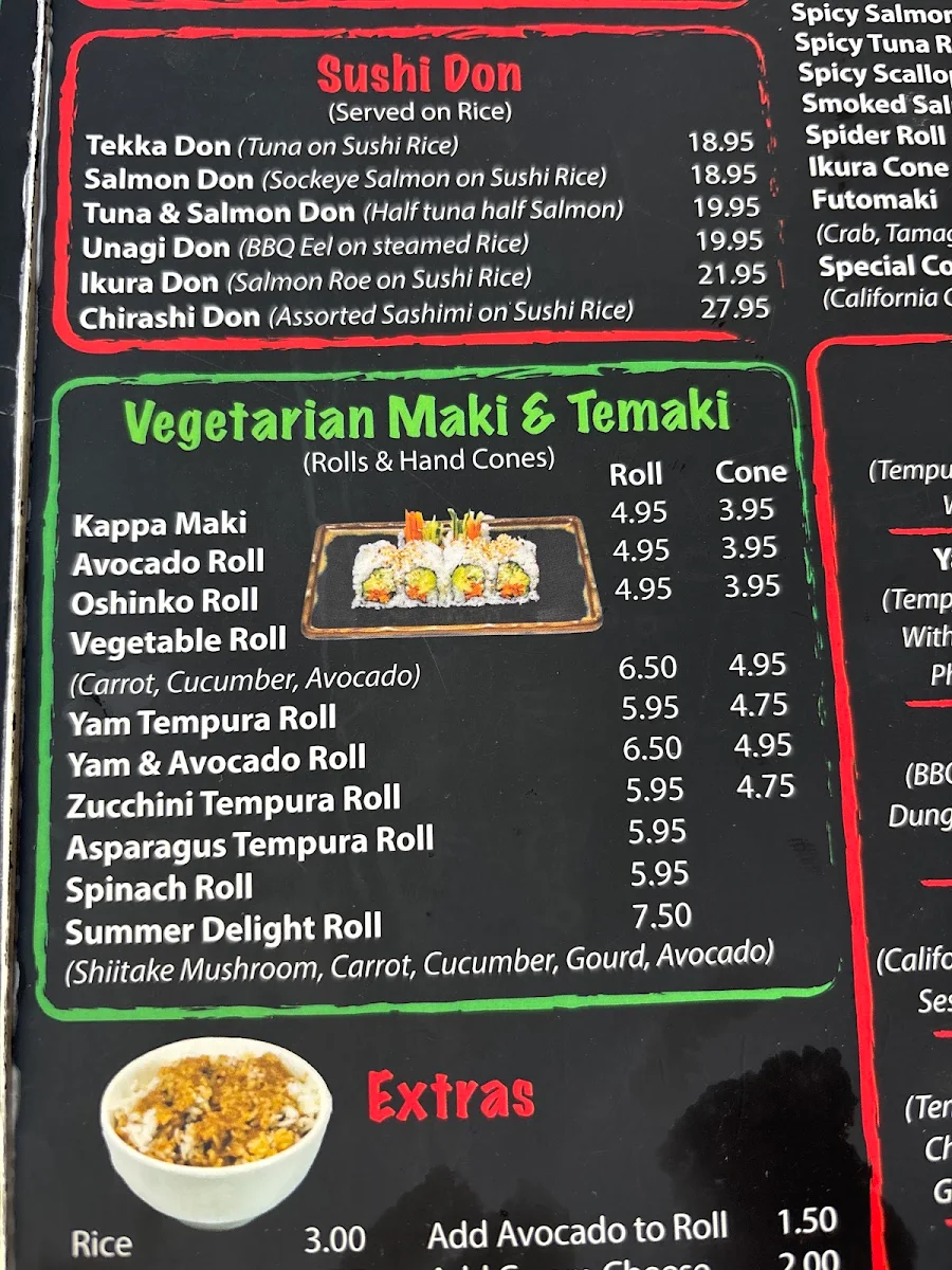 Menu, Shizen Japanese Restaurant