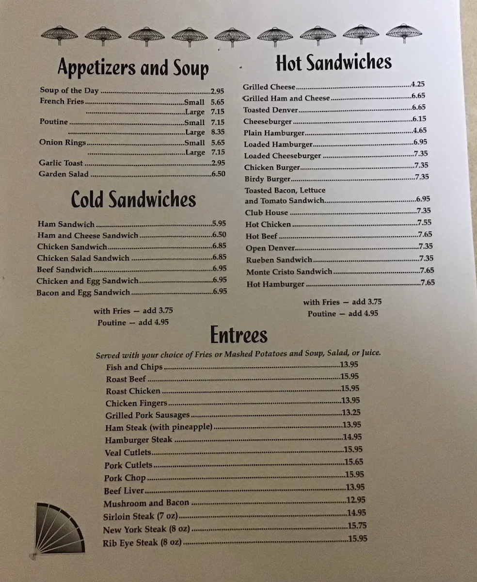 Menu, Canada Cafe