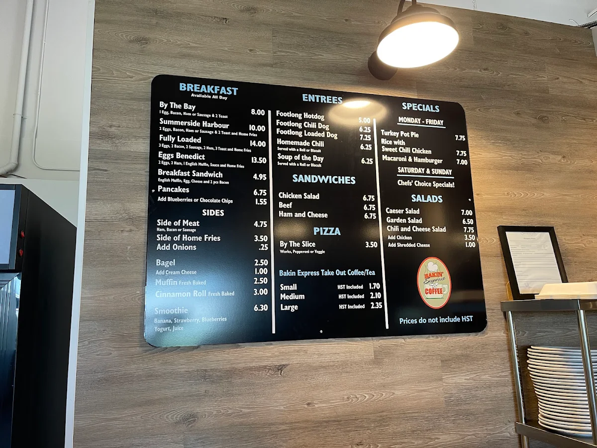 Menu, Summerside Waterfront Cafe and Restaurant
