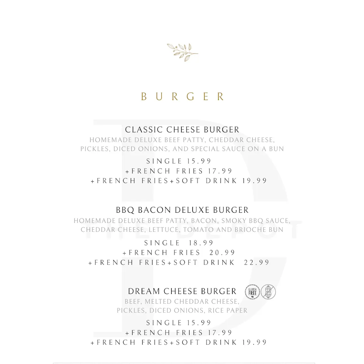 Menu, The Depot