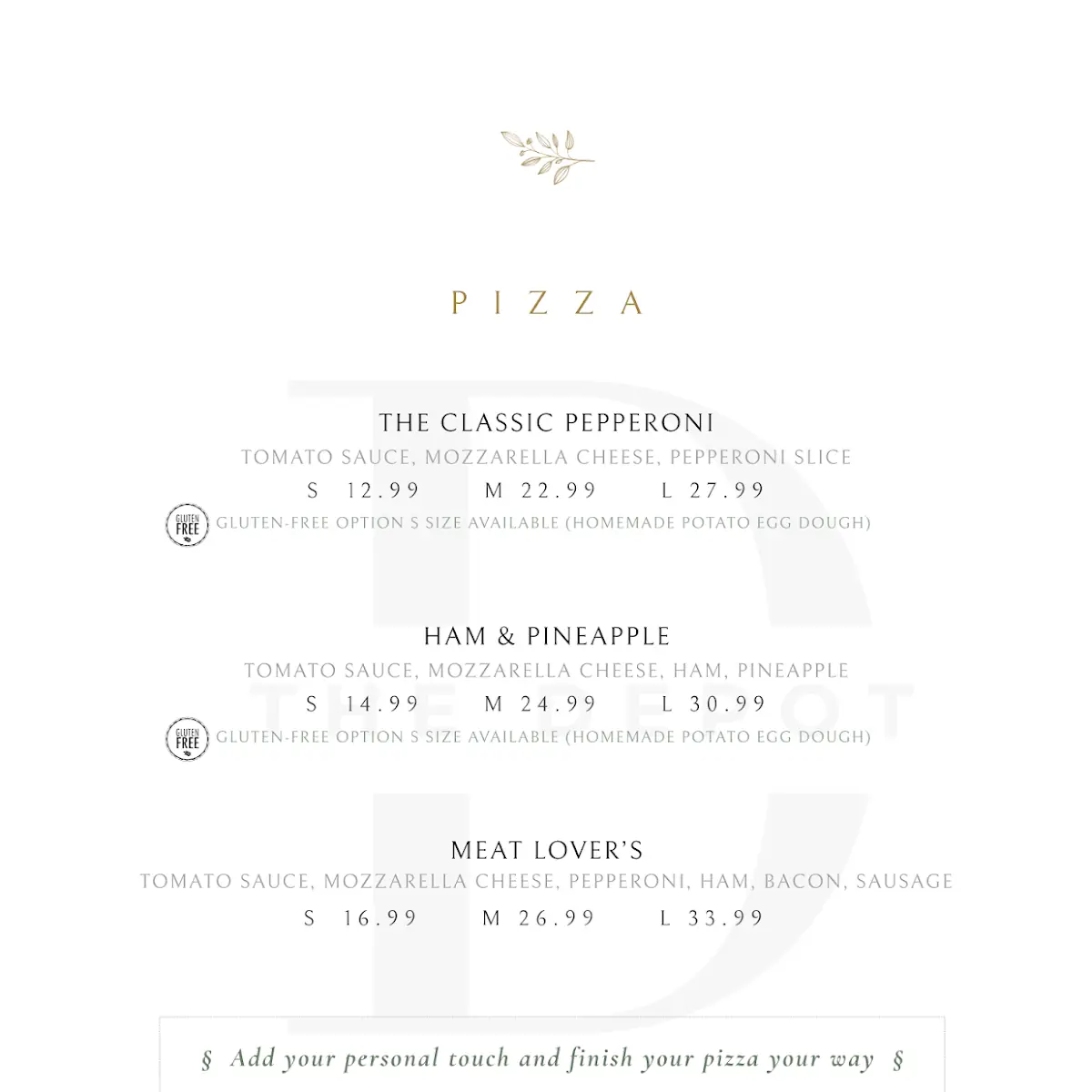 Menu, The Depot