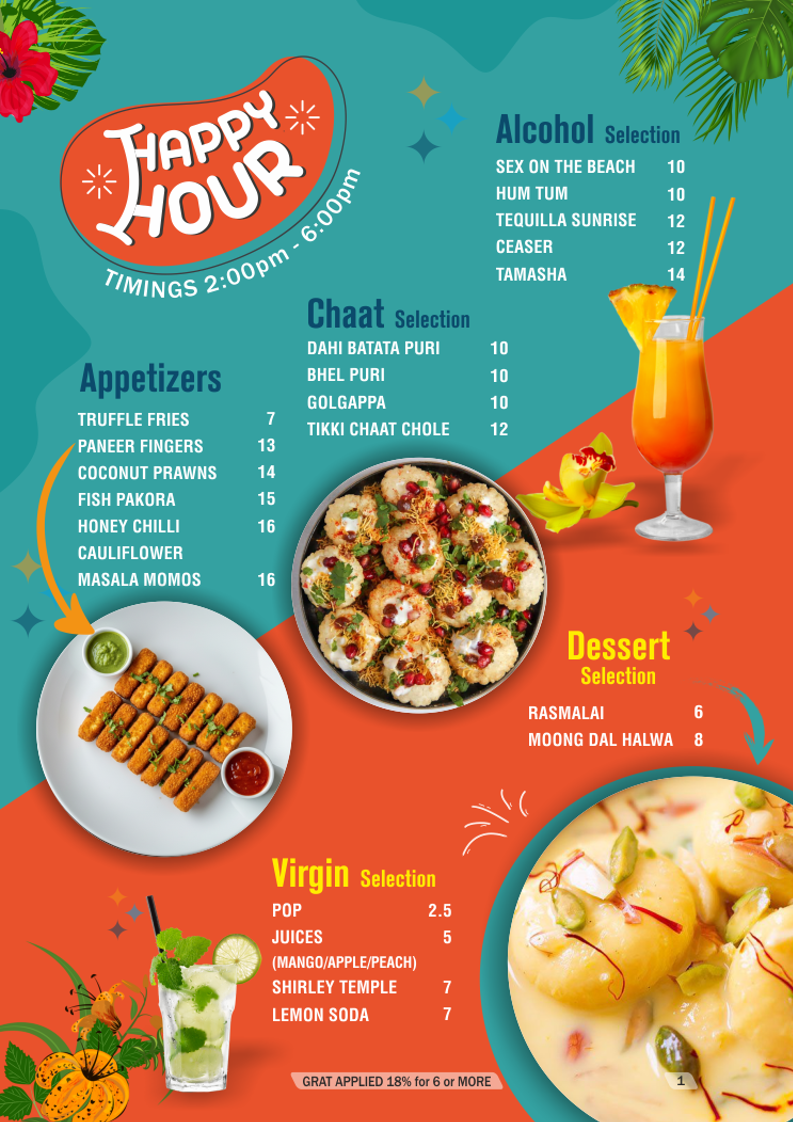 Menu, India Chaat House and Restaurant