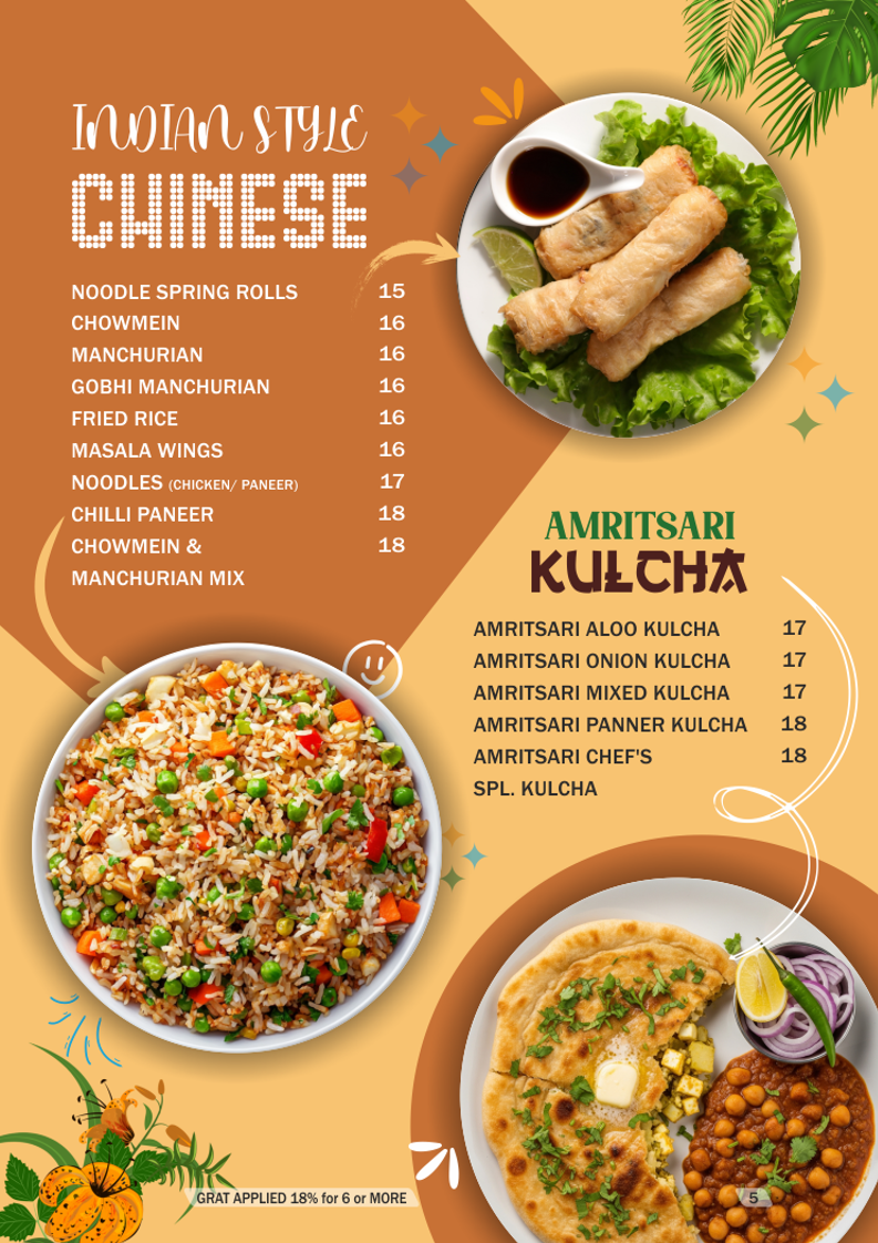 Menu, India Chaat House and Restaurant