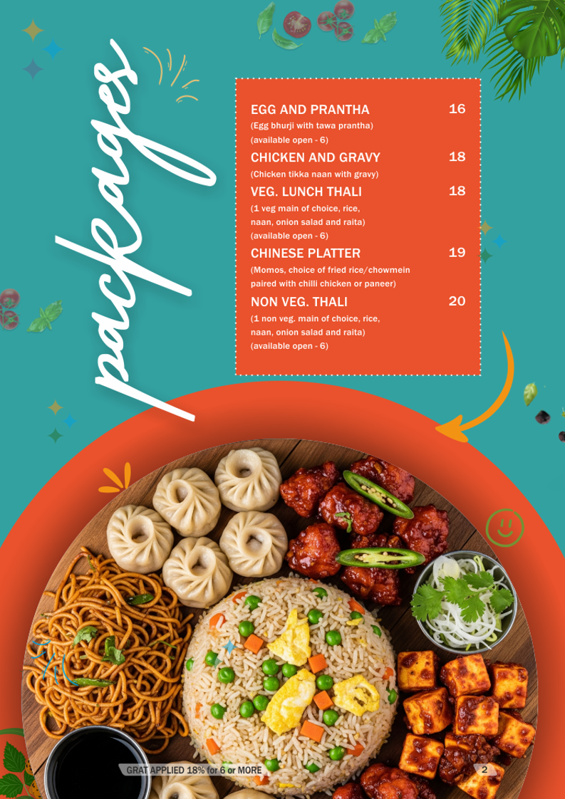 Menu, India Chaat House and Restaurant