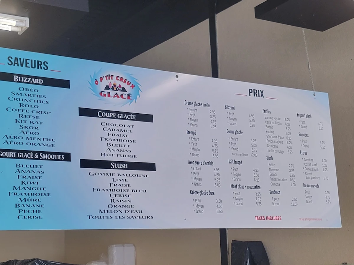 Menu, Cantine Ô P'tit Creux - Granby