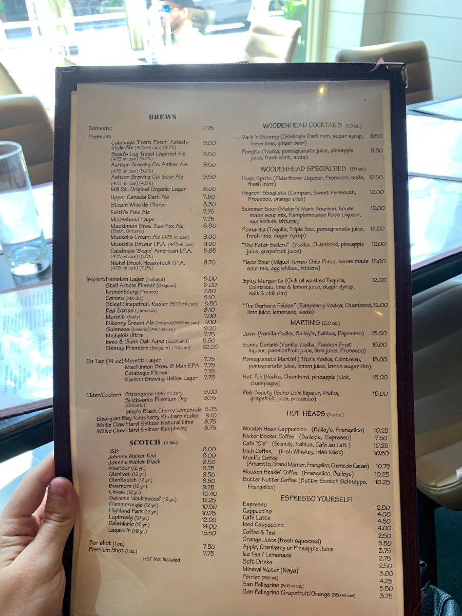 Menu, Wooden Heads Gourmet Pizza
