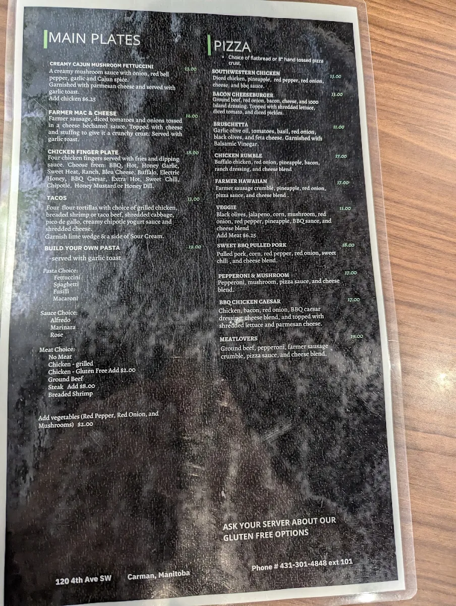 Menu, Boyne River Bistro