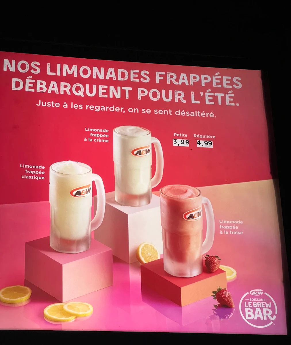 Menu, A&W Canada