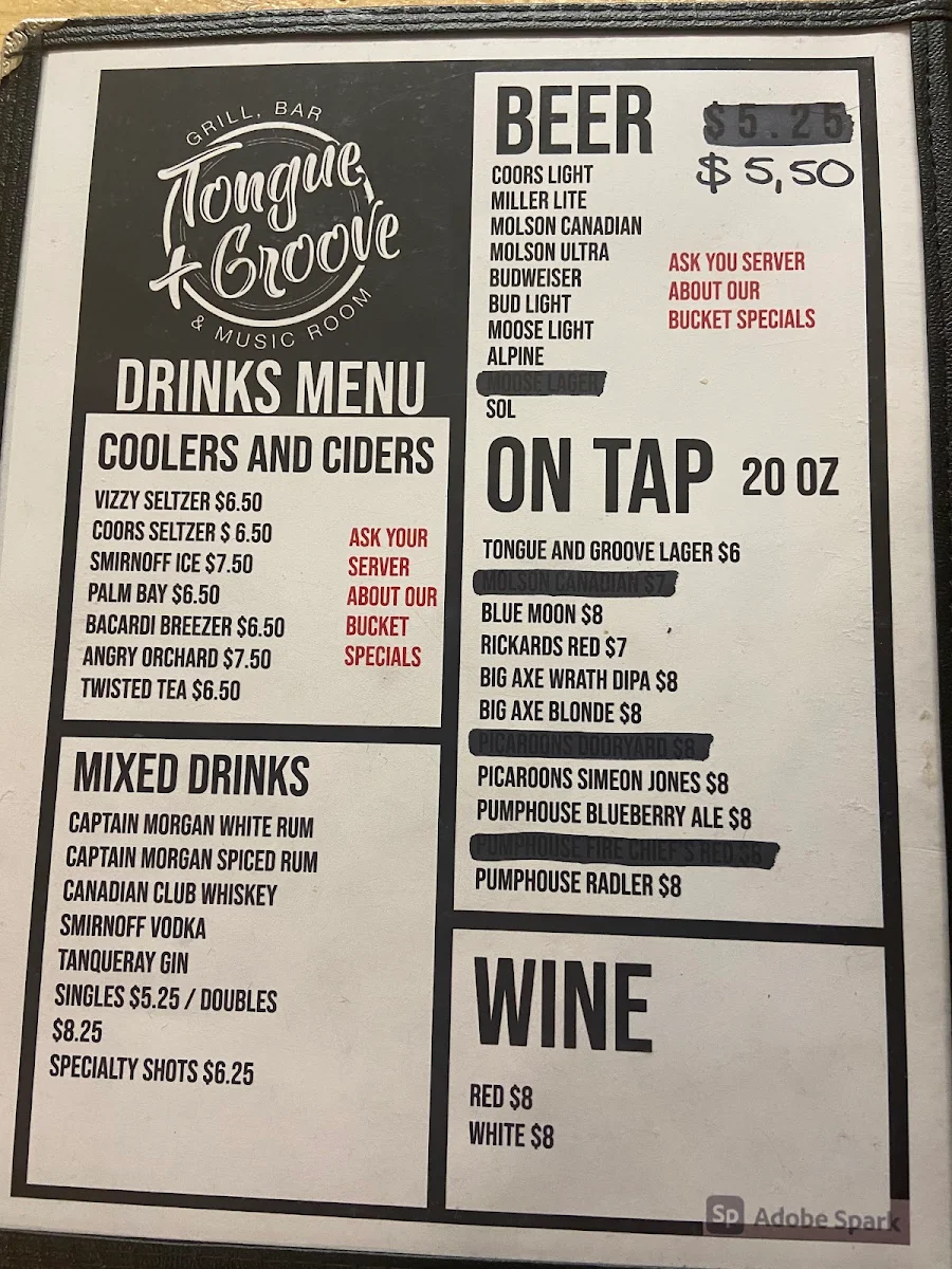 Menu, Tongue and Groove