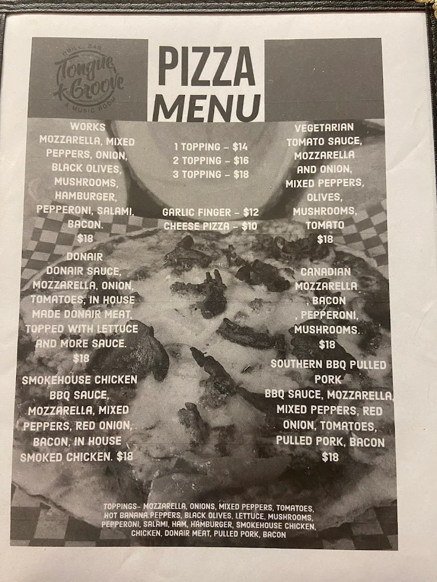 Menu, Tongue and Groove