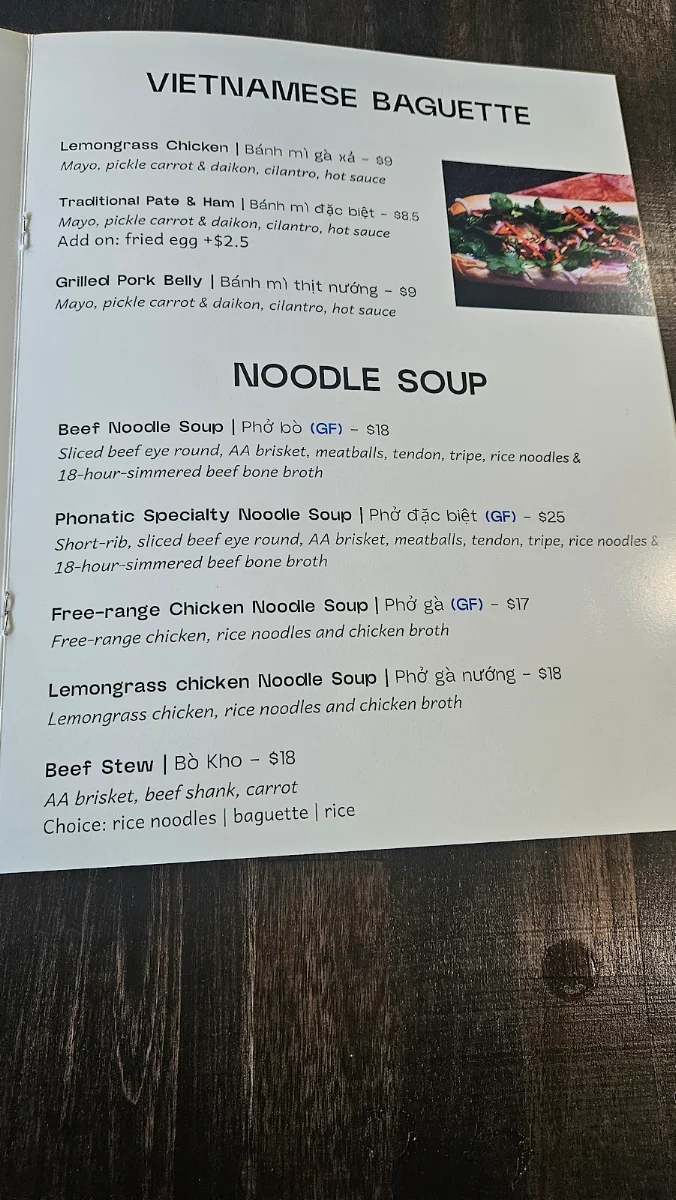 Menu, Phonatic Social Restaurant