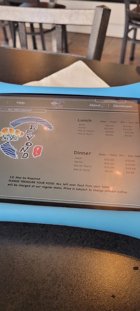Menu, Beyond Sushi