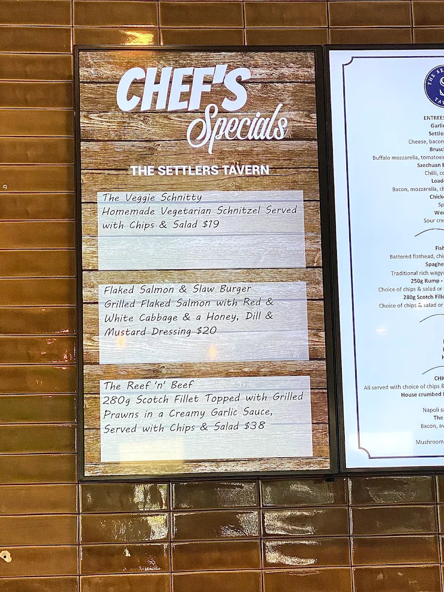 Menu, The Settler's Tavern