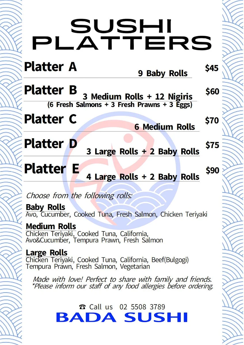 Menu, Bada Sushi