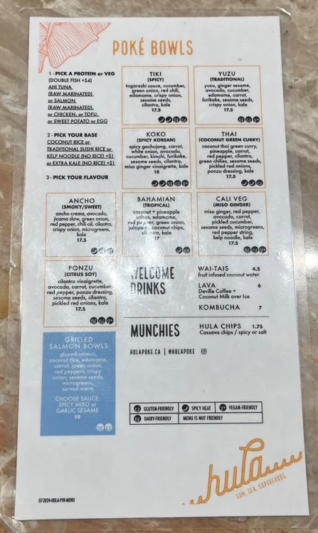 Menu, Hula Poke