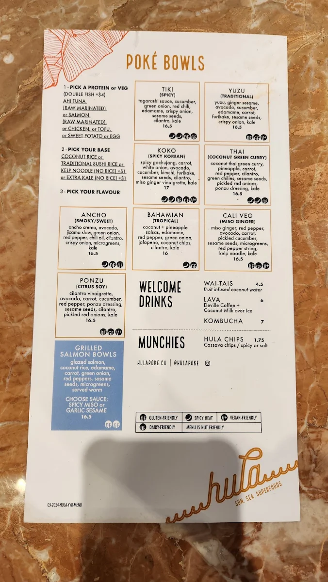 Menu, Hula Poke