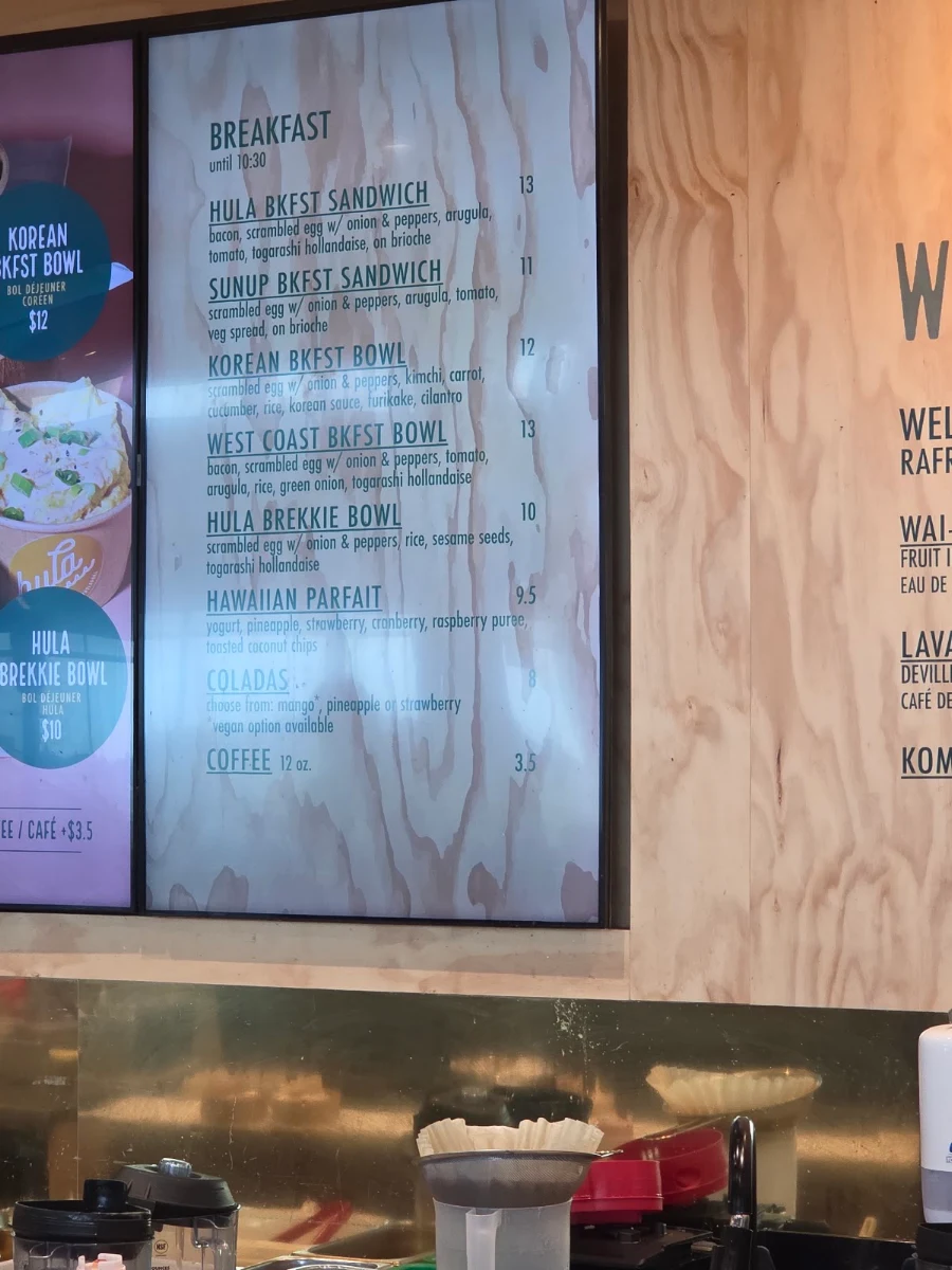 Menu, Hula Poke