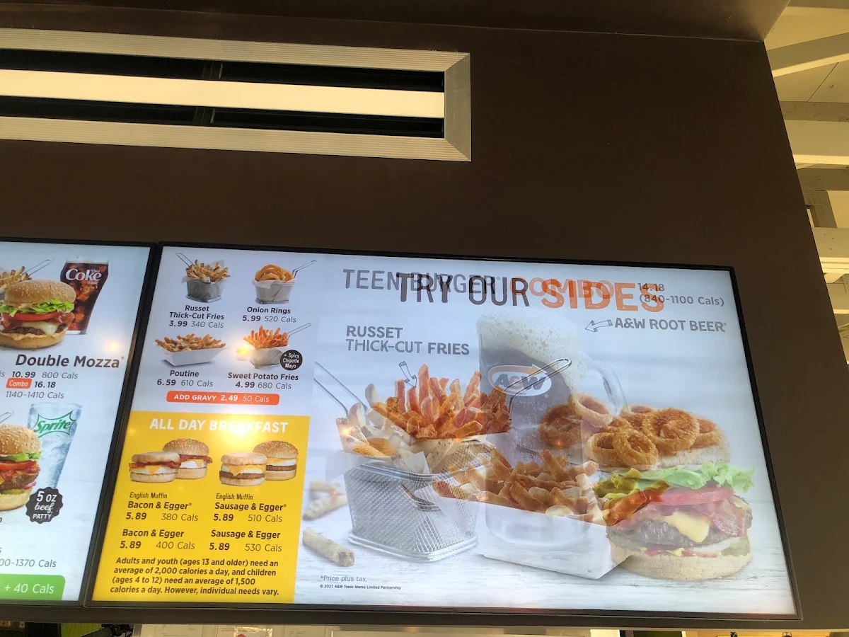 Menu, A&W Eagle Ridge Fort McMurray Canada