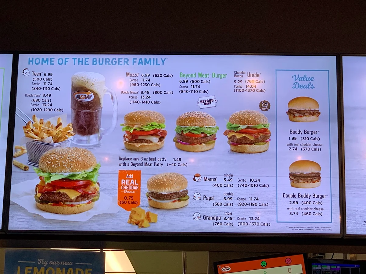Menu, A&W Eagle Ridge Fort McMurray Canada