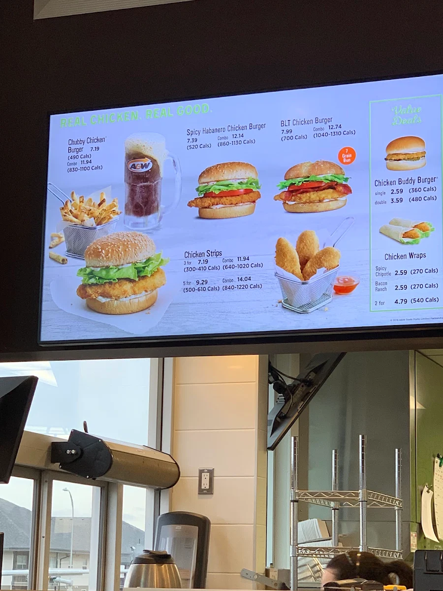 Menu, A&W Eagle Ridge Fort McMurray Canada