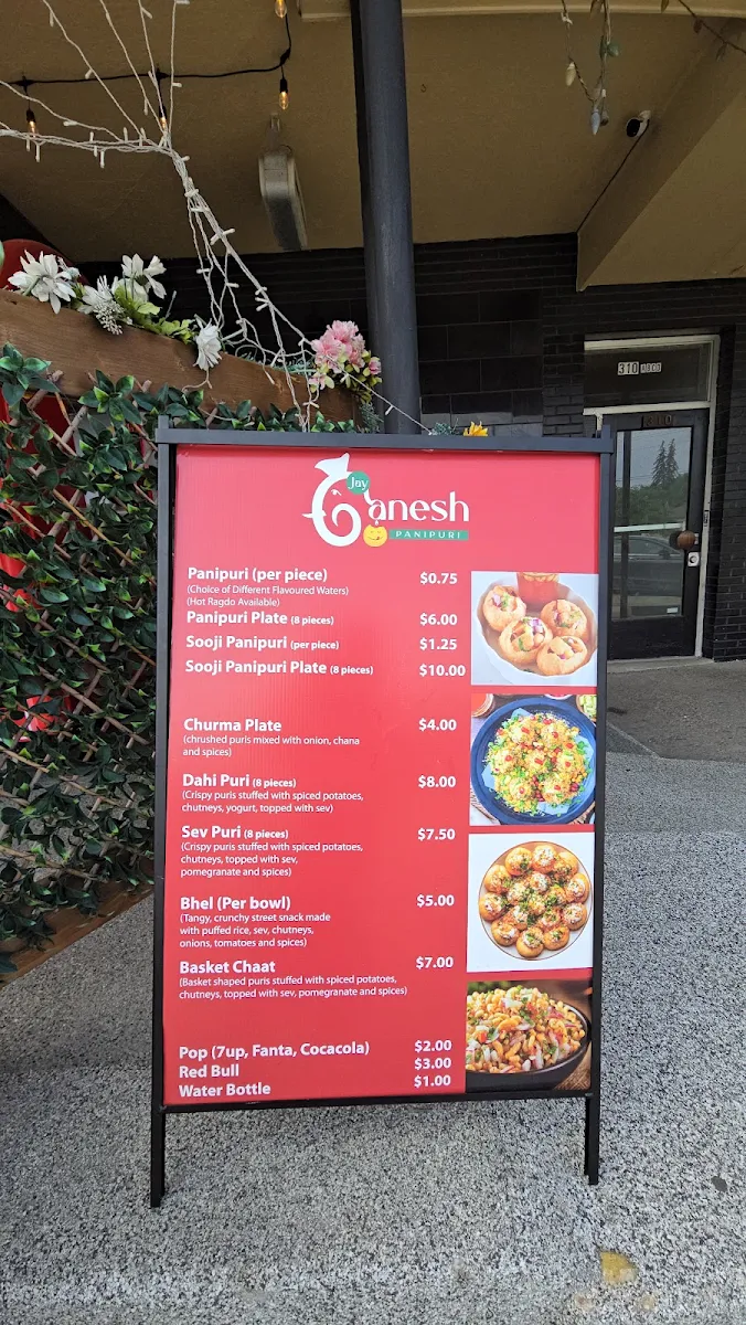 Menu, Jay Ganesh Panipuri Scarborough