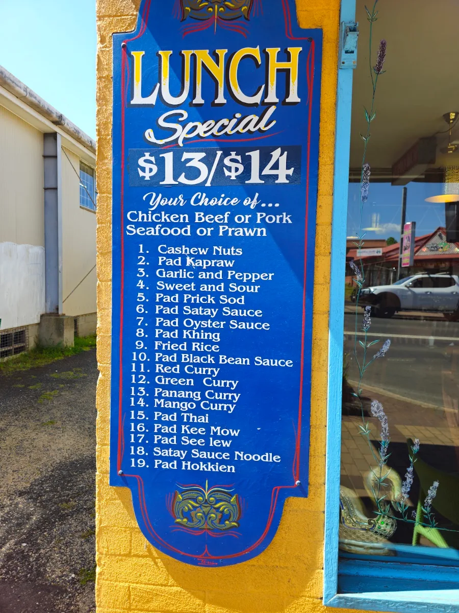 Menu, Moruya Thai Restaurant