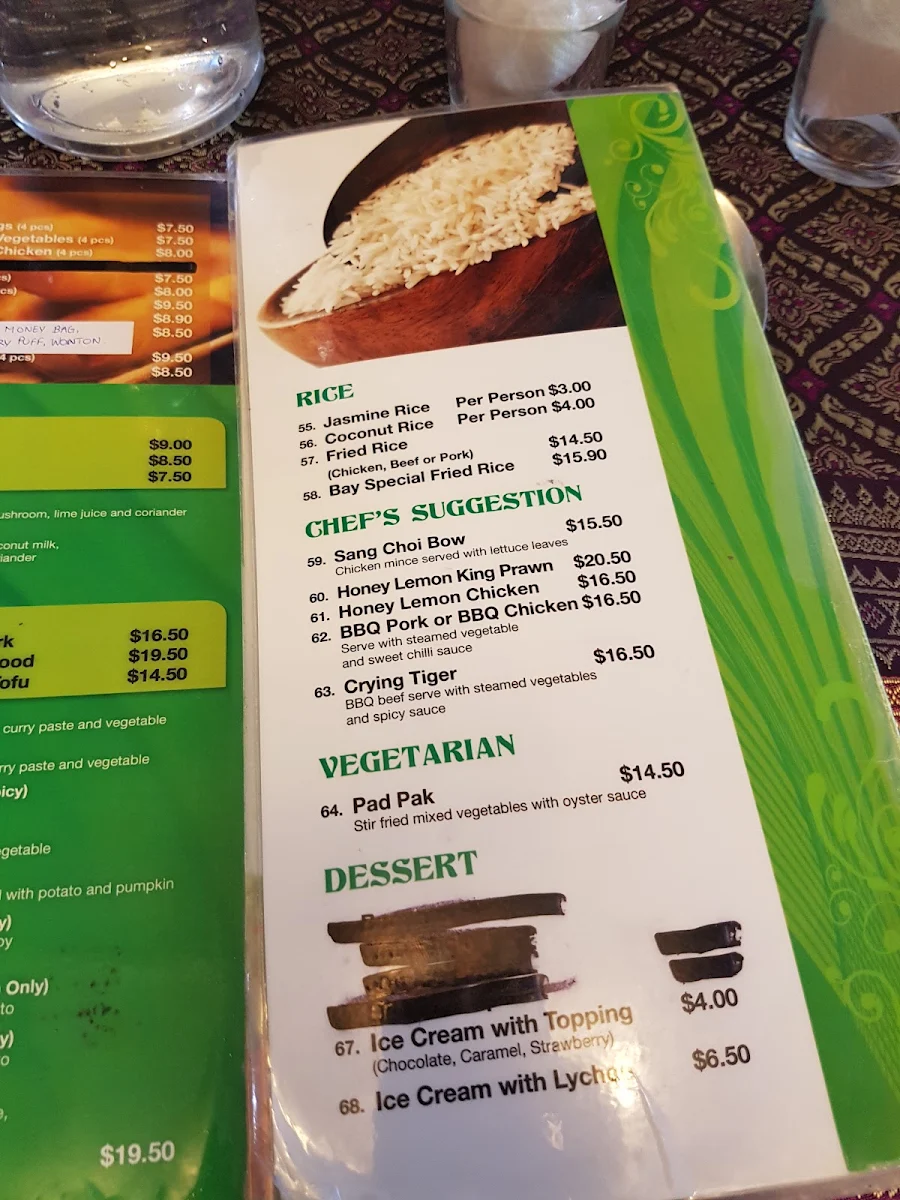Menu, Moruya Thai Restaurant