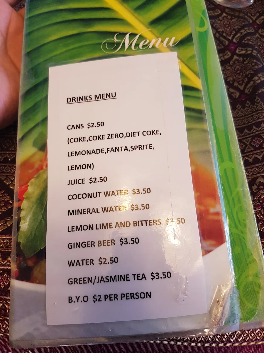 Menu, Moruya Thai Restaurant
