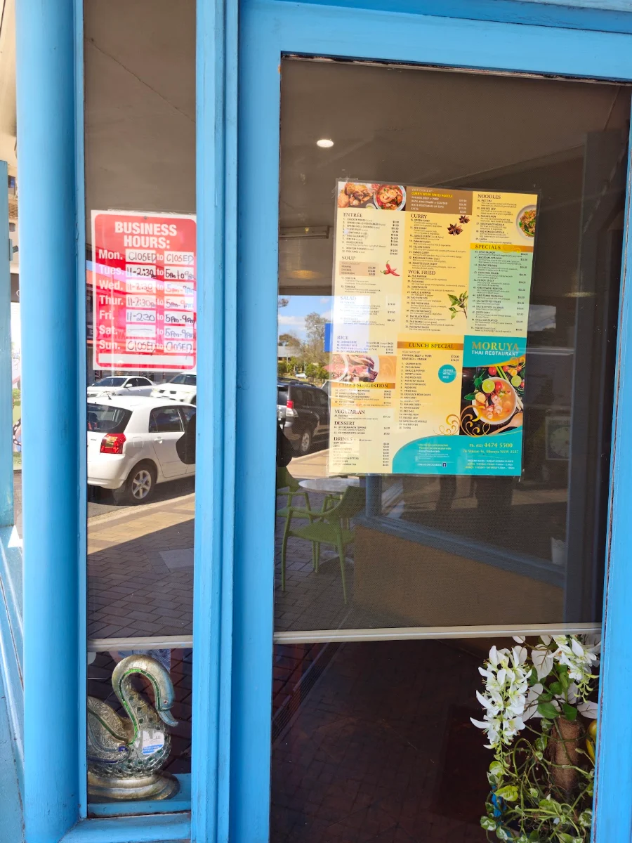 Menu, Moruya Thai Restaurant