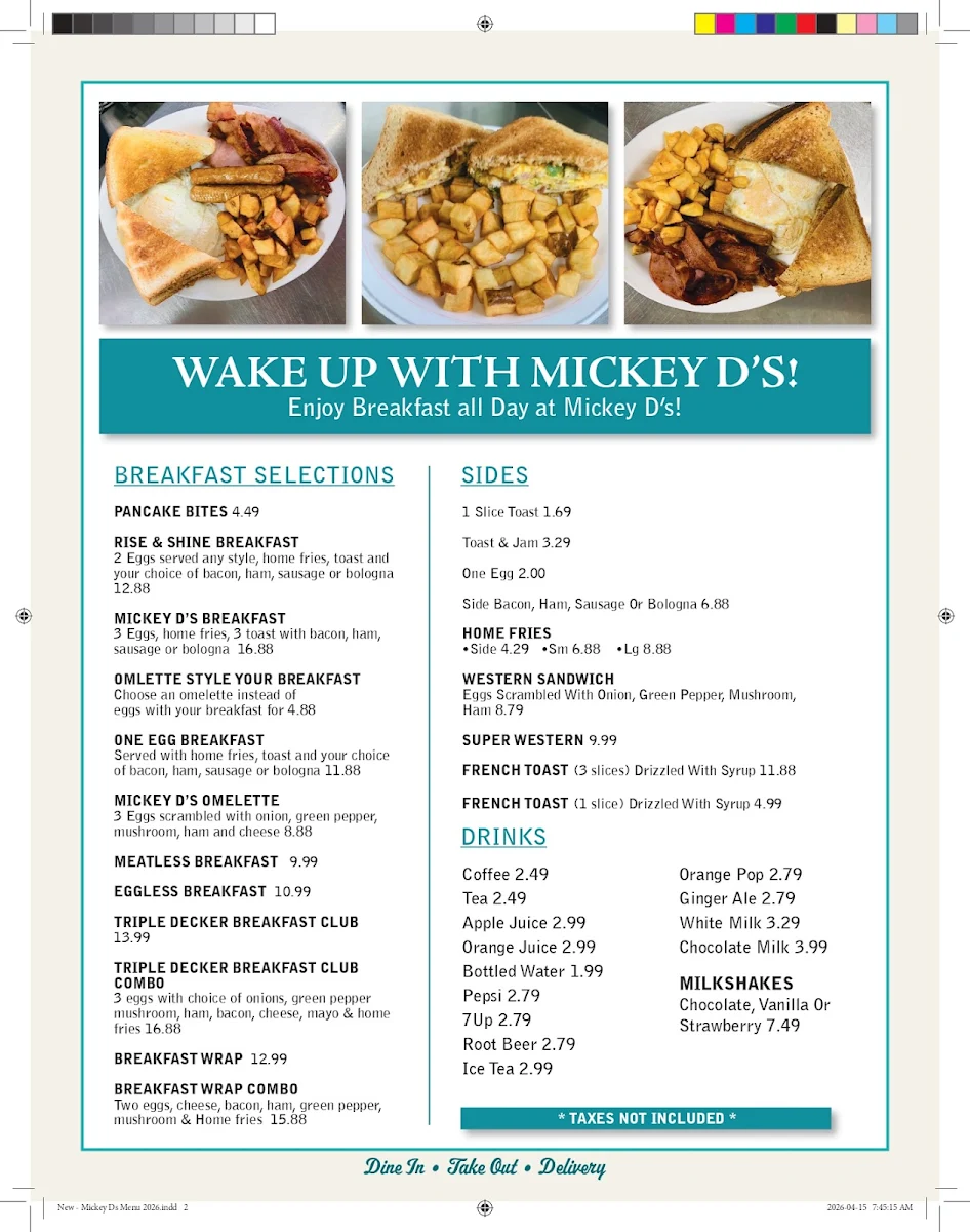 Menu, Mickey D's