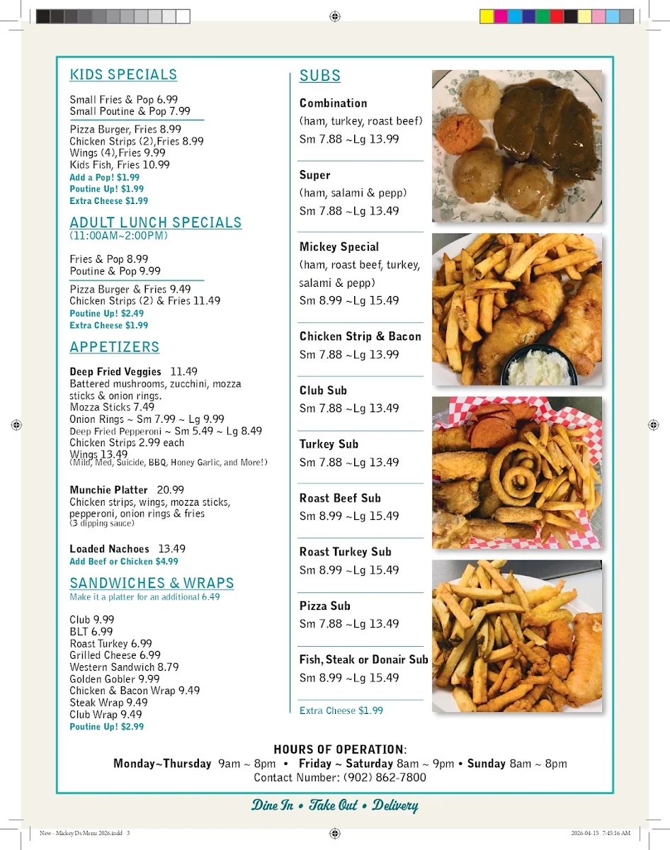Menu, Mickey D's