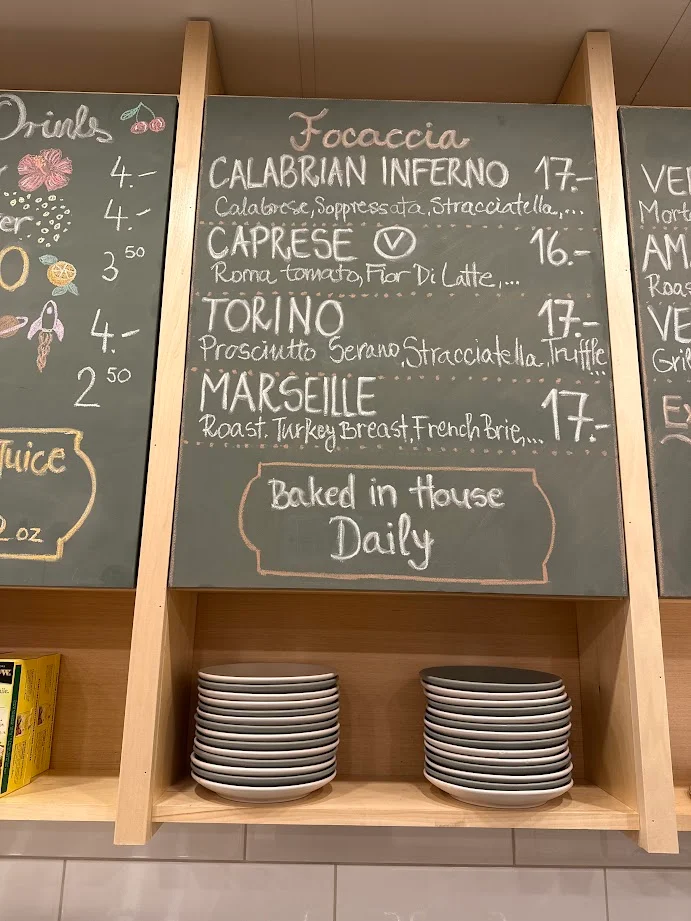 Menu, Pressato Sandwich Bar