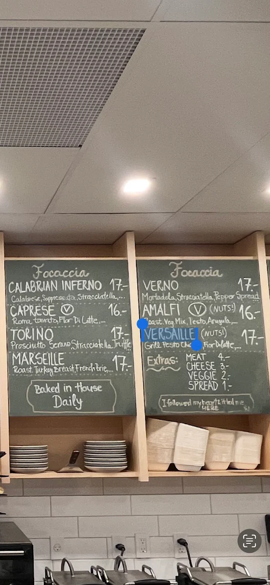 Menu, Pressato Sandwich Bar